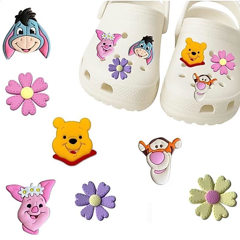 Kit 4 Pins Bottons Enfeites Para Chinelo Babuche Ursinho Pooh