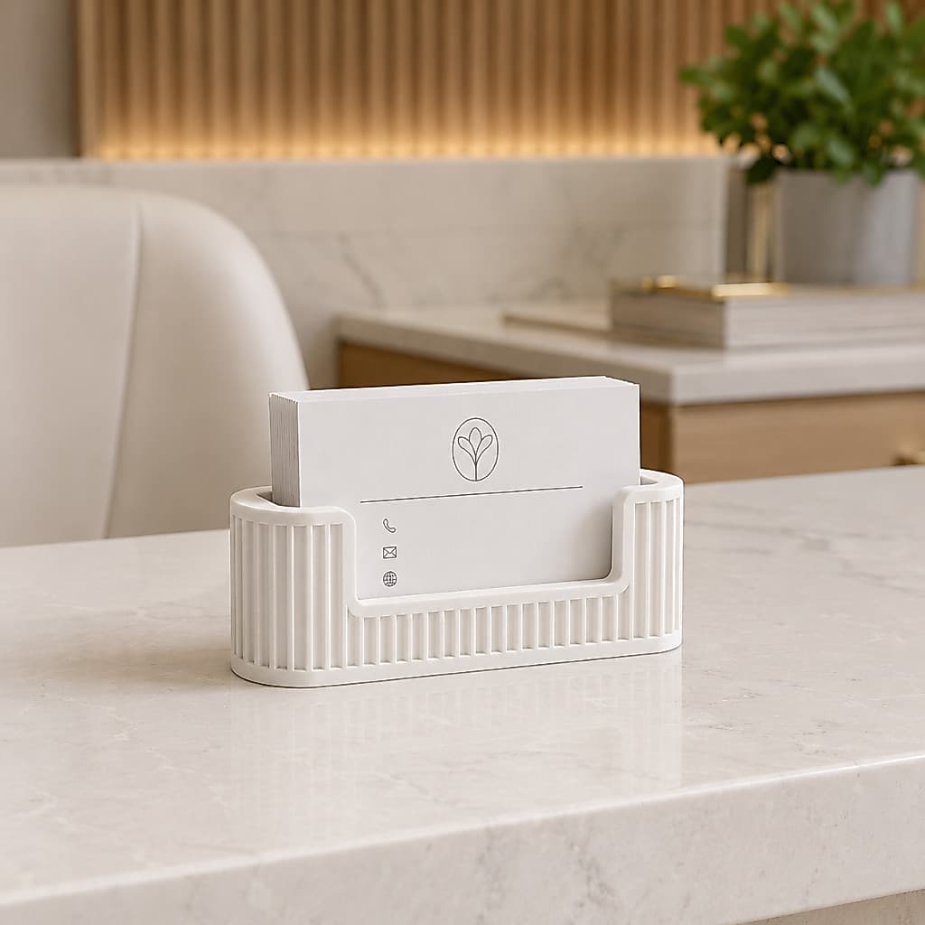 Porta Cartões de Visita Organizador de Mesa Minimalista Branco e Preto