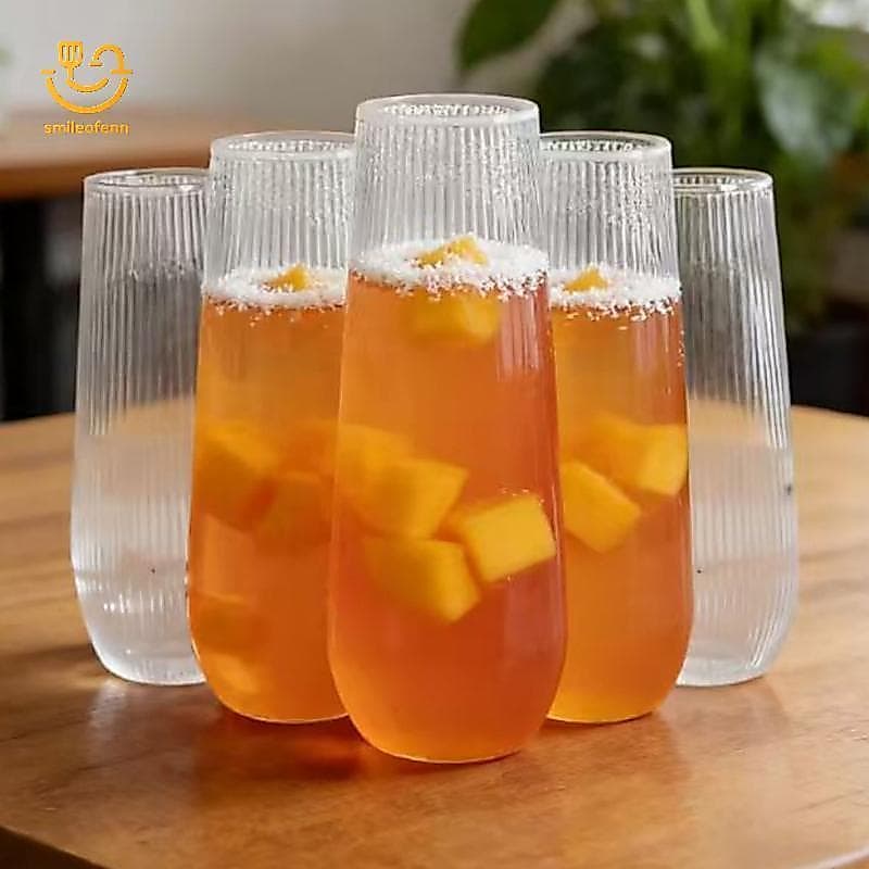 smileofenn Conjunto De 6 Copos De Vinho Sem Haste De Plástico Com Nervuras , Transparentes Inquebráveis Para Festa De Ca