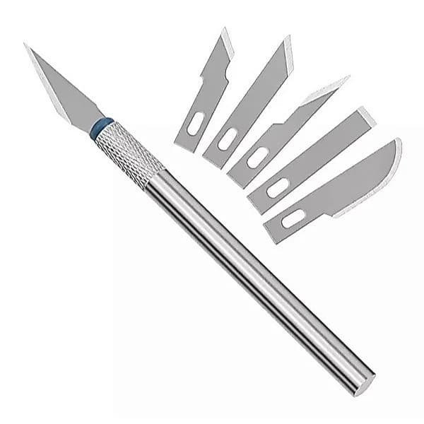 Monaliza Kit 1 Estilete + 6 lâminas de Precisão Metal 11cm 7 peças