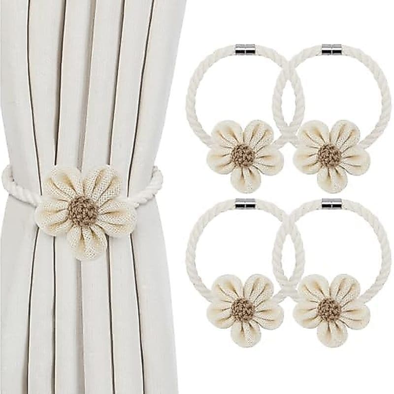 Tiebacks De Cortina De Flores KLOGTSIND , 4 Pacotes De Laços Boho Elegantes Suportes DIY , Costas De Amarração Torcidas