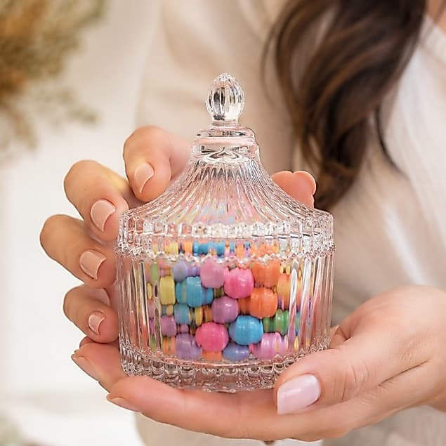Mini Bomboniere de Vidro com Tampa 9cm Potiche Decorativo Lembrancinha Casamento Aniversário Vela