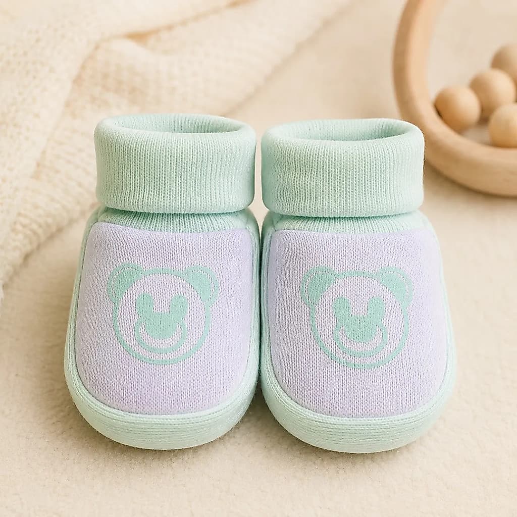 Sapatinho Pantufa Bebê Recém-nascido Macio 0 A 6 Meses Verde Água Único