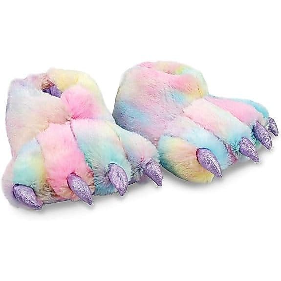 Pantufa Infantil Pata Pelúcia Colorida Garras Antiderrapante