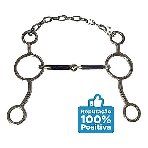 Freio Bridão Elevador 3 Argolas Bolinha Original Pra Cavalos