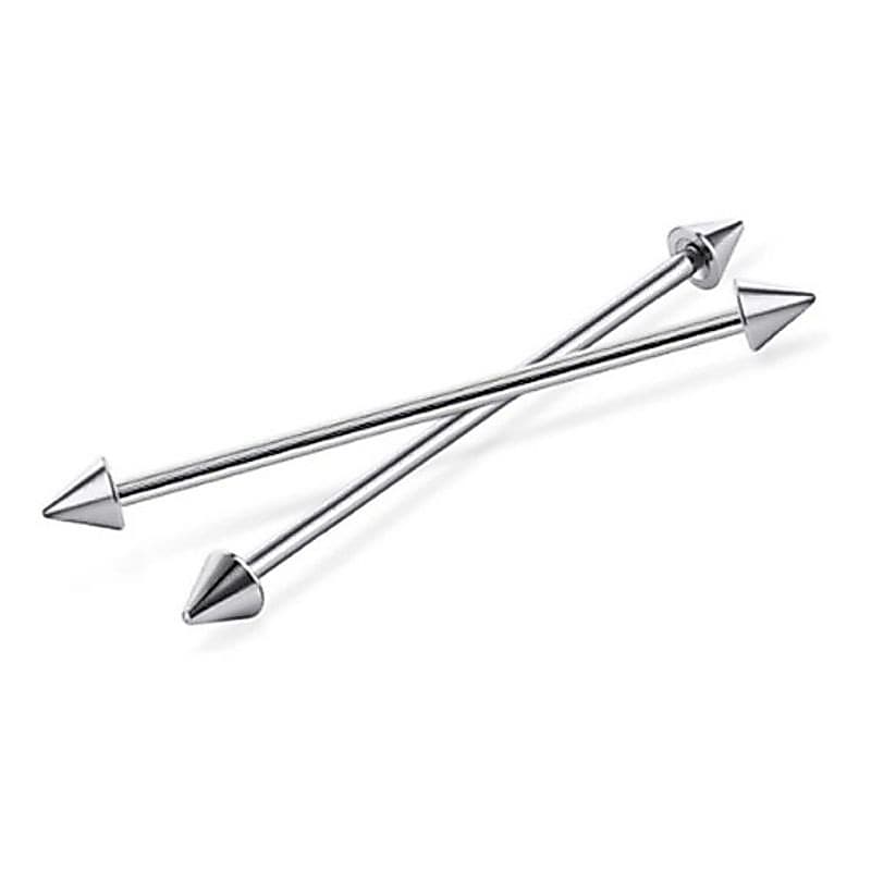 Kit 2 Piercing Transversal Orelha Spike Ponta Cartilagem Horizontal