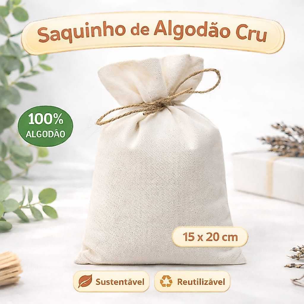 30 Saquinhos 15x20 Algodão cru com cordão de juta.