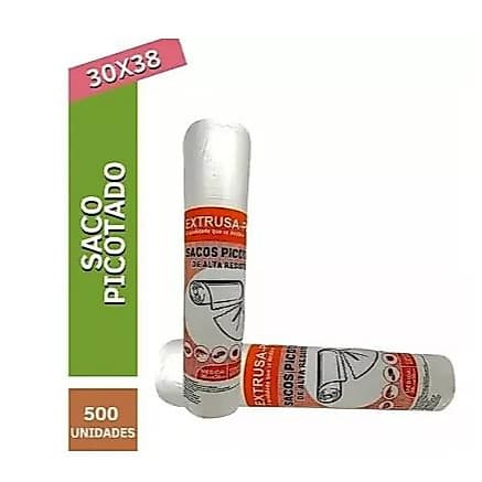 Saco Plástico Bobina Picotada Para Alimentos 30x38 Cm 500 Un