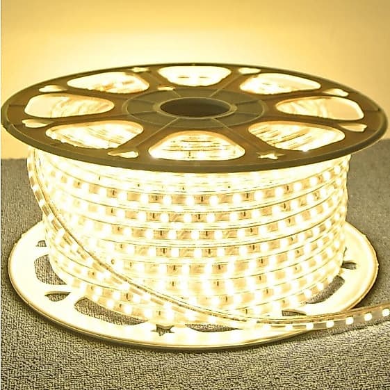 Mangueira Led 5050 Branca Quente Chata Quadrada 20M Com Conector Rabicho Sancas, quartos, cozinha área externa