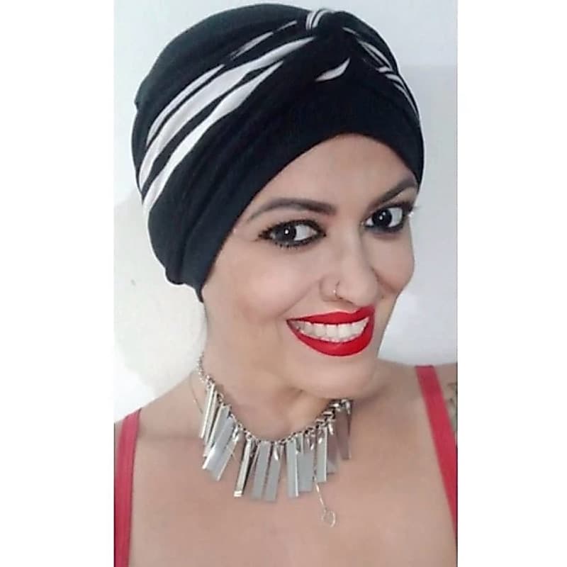 “TURBANTE LAURA” com FAIXA/QUIMEOTERAPIA/ONCOLÓGICOS/ALOPECIA/AFRO/JUDIAS/MUÇULMANAS/CANDOMBLÉ/UMBANDA