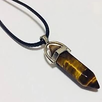 Colar Olho de Tigre Cordão Hippie Pedra Natural Regulável Masculino Feminino