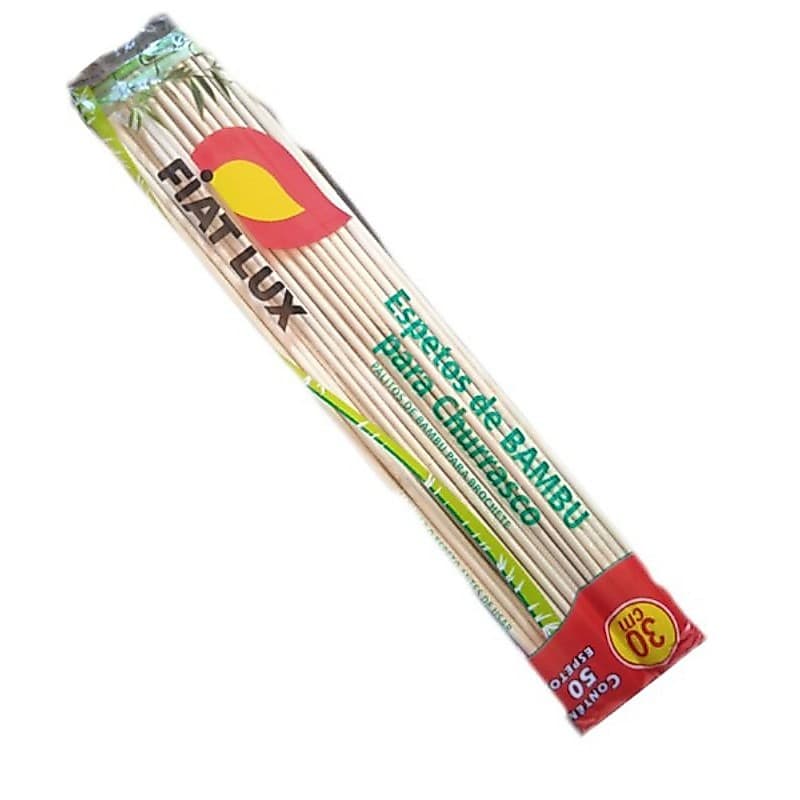 Palito de bambu para churrasco com 50 unidades 30 cm de comprimento.