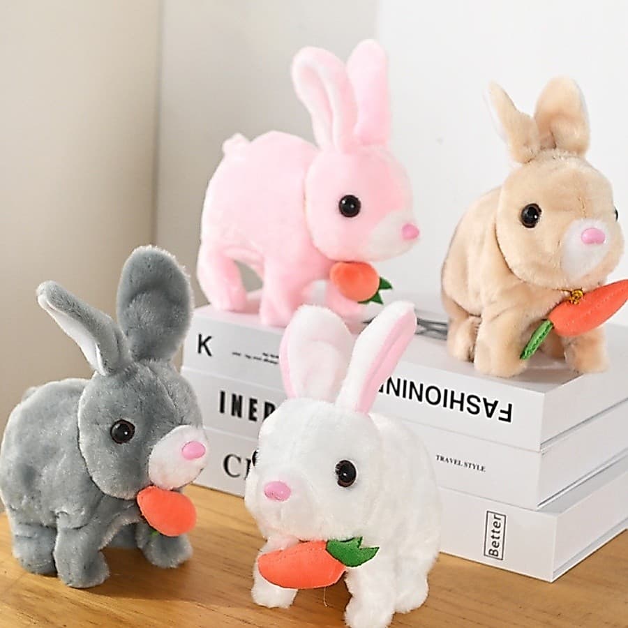 Brinquedo Bichinho Coelho Pelúcia Coelhinho Elétrico Infantil Para Caminhar e Pular