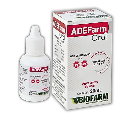 Vitaminas A D3 E ADEFarm Biofarm 20ml – Suplemento Pet Completo para Cães e Gatos