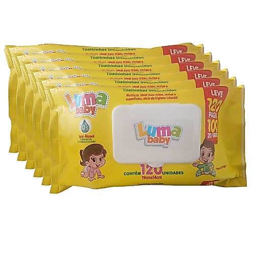 Kit C/6 Toalhas Umedecidas Luma Baby 120 Unidades