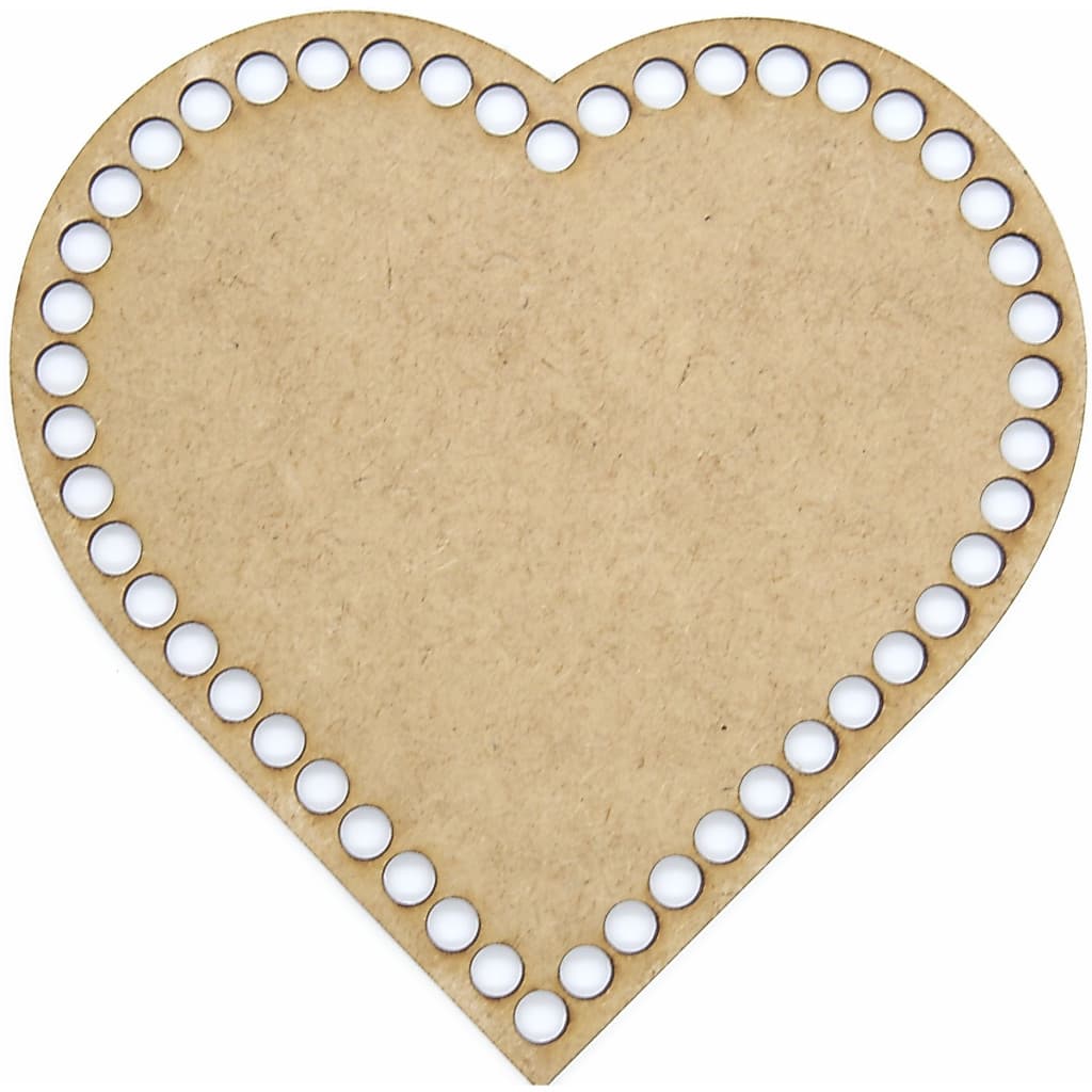 kit 10 Bases Coração De Mdf Crochê Fio De Malha 15cm