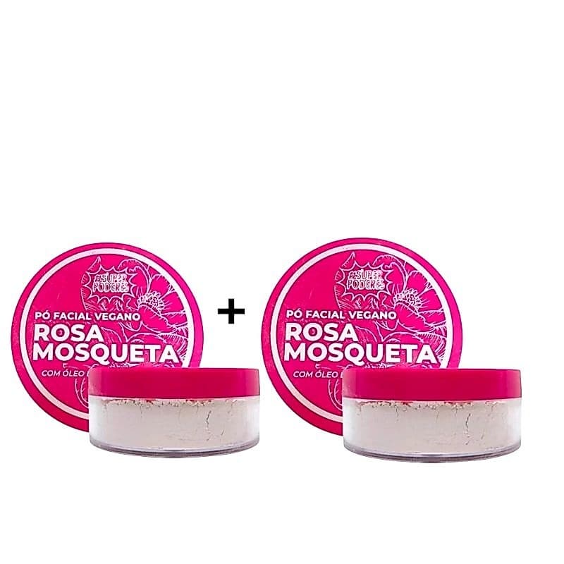 kit com 2 Pó Facial Vegano Rosa  mosqueta Super Poderes