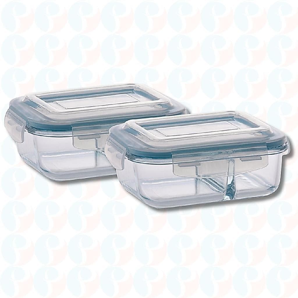 Pote de Vidro Hermético Com Divisoria 640ml Marmita
