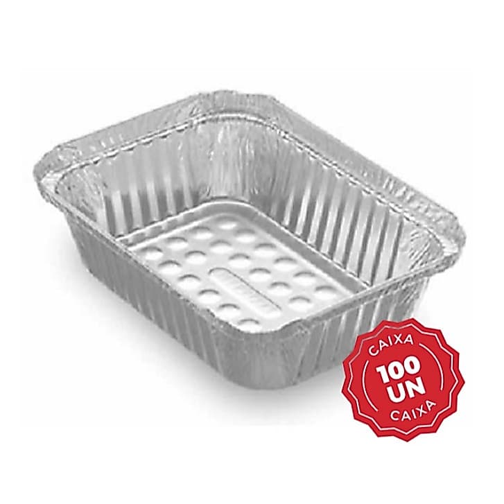 KIT 100 ou 200 Marmitinha Marmitex retangular de Alumínio 750ml c/ Tampa p/ doces, bolos Empadões