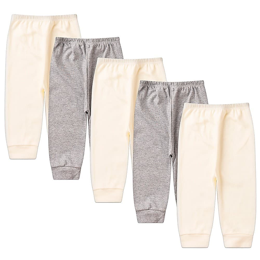 Kit Bebê (5 Peças) Mijão Canelado Creme e Mescla sem Pé (RN/P/M/G)