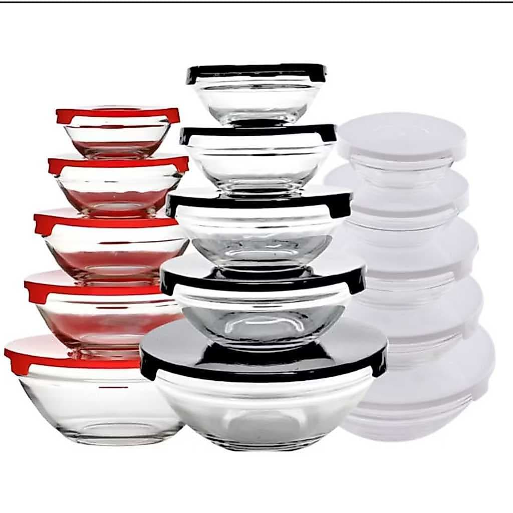 Conjunto Tigela Vidro Bowl Marmita Tampa 5 Peças Cor sortido