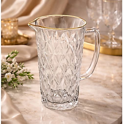 Jarra Diamond com Borda de Ouro 1200 ML - Gamma - Elegância e Sofisticação para sua Mesa