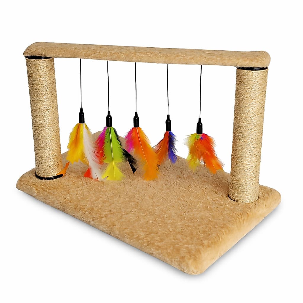 Brinquedo Para Gatos Arranhador Poste Duplo Sisal Interativo