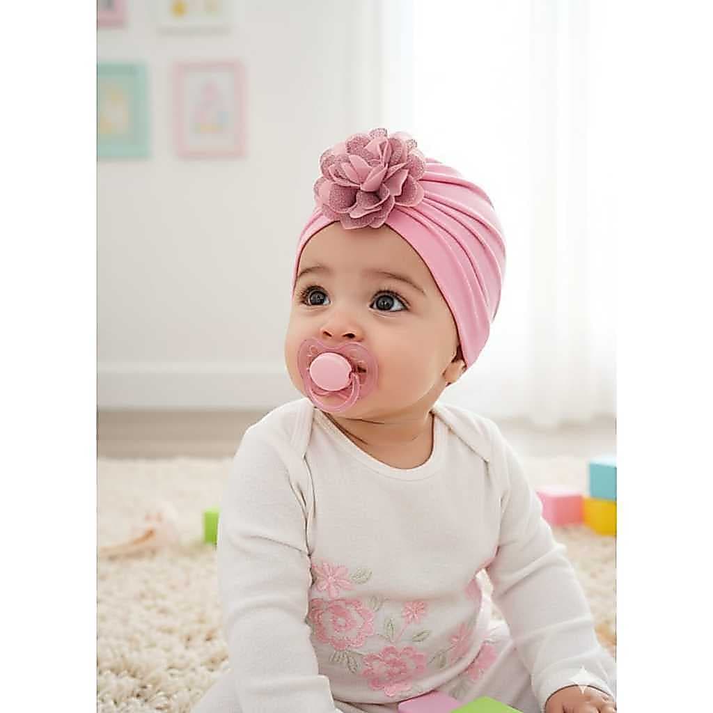 Turbante Bebê com Flor | Touca Infantil Menina | turbante bebe para ensaios e fotos um charme