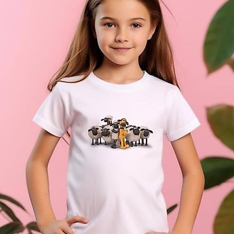 CAMISETA INFANTIL, SHAUN CARNEIRO, DESENHO ANIMADO, PERSONALIZADA, MODA INFANTIL, PERSONAGENS, FILMES, CRIANÇAS