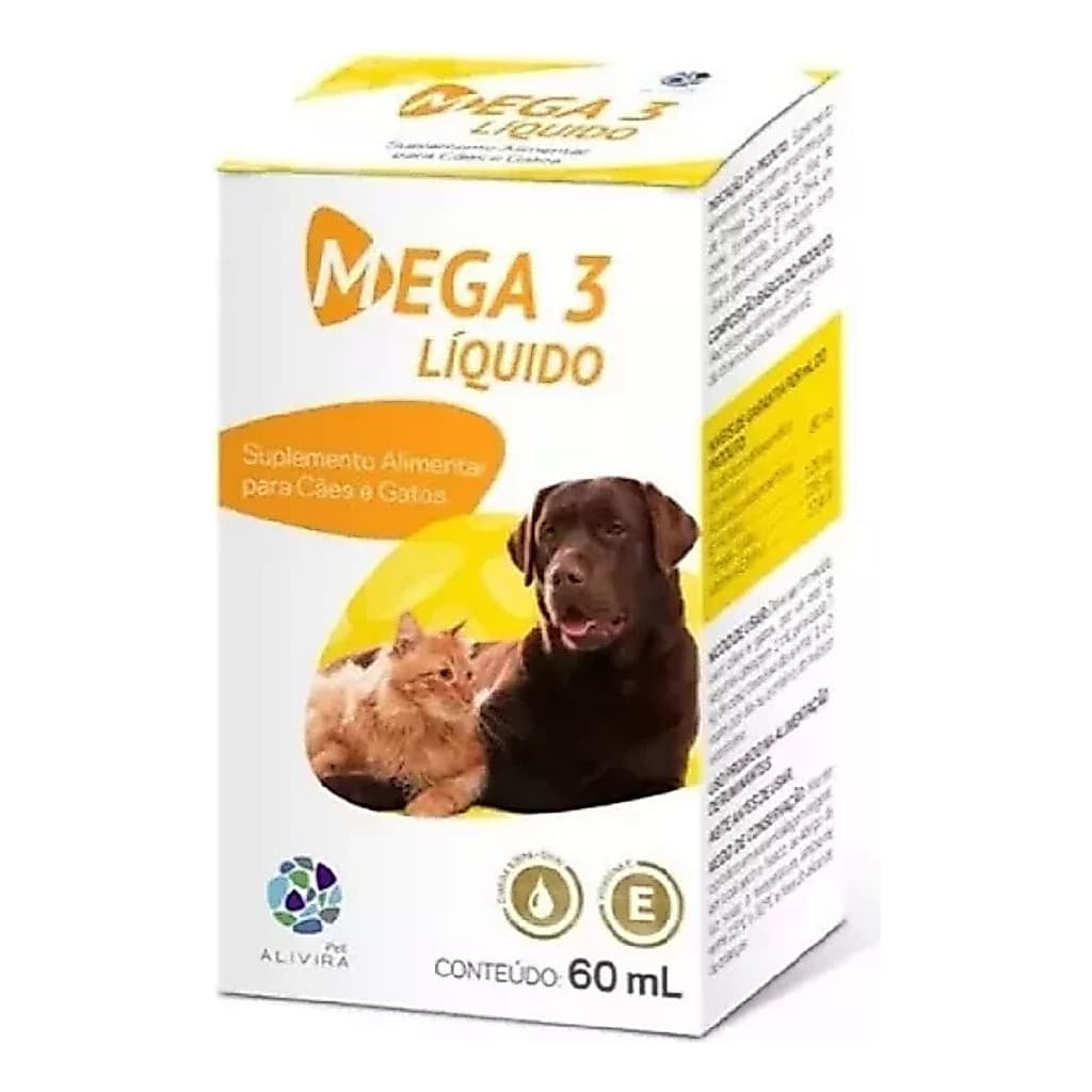 Suplemento Pet Ômega 3 Mega 3 Líquido Alivira Pet 60ml