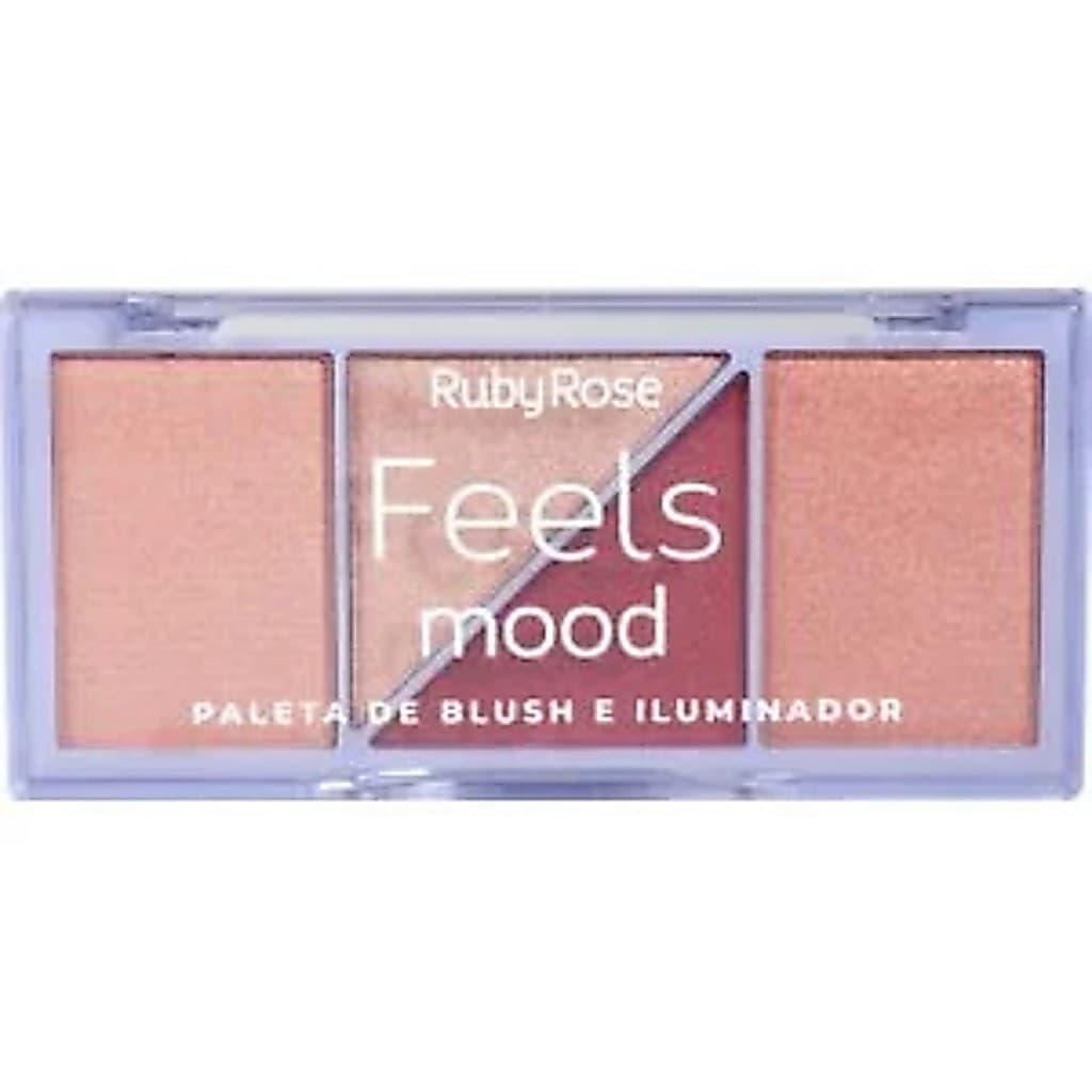 Paleta De Blush E Iluminador Feels Mood Ruby Rose Original Trio Maquiagem Facial Alta Pigmentacao