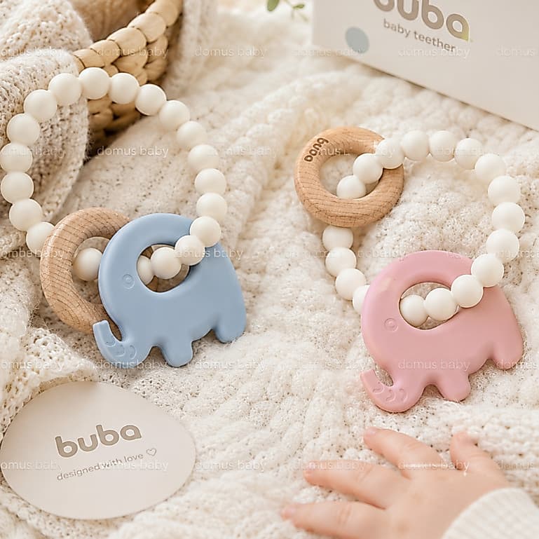 Mordedor Infantil Buba Silicone e Bambu Alívio Dentição Bebê