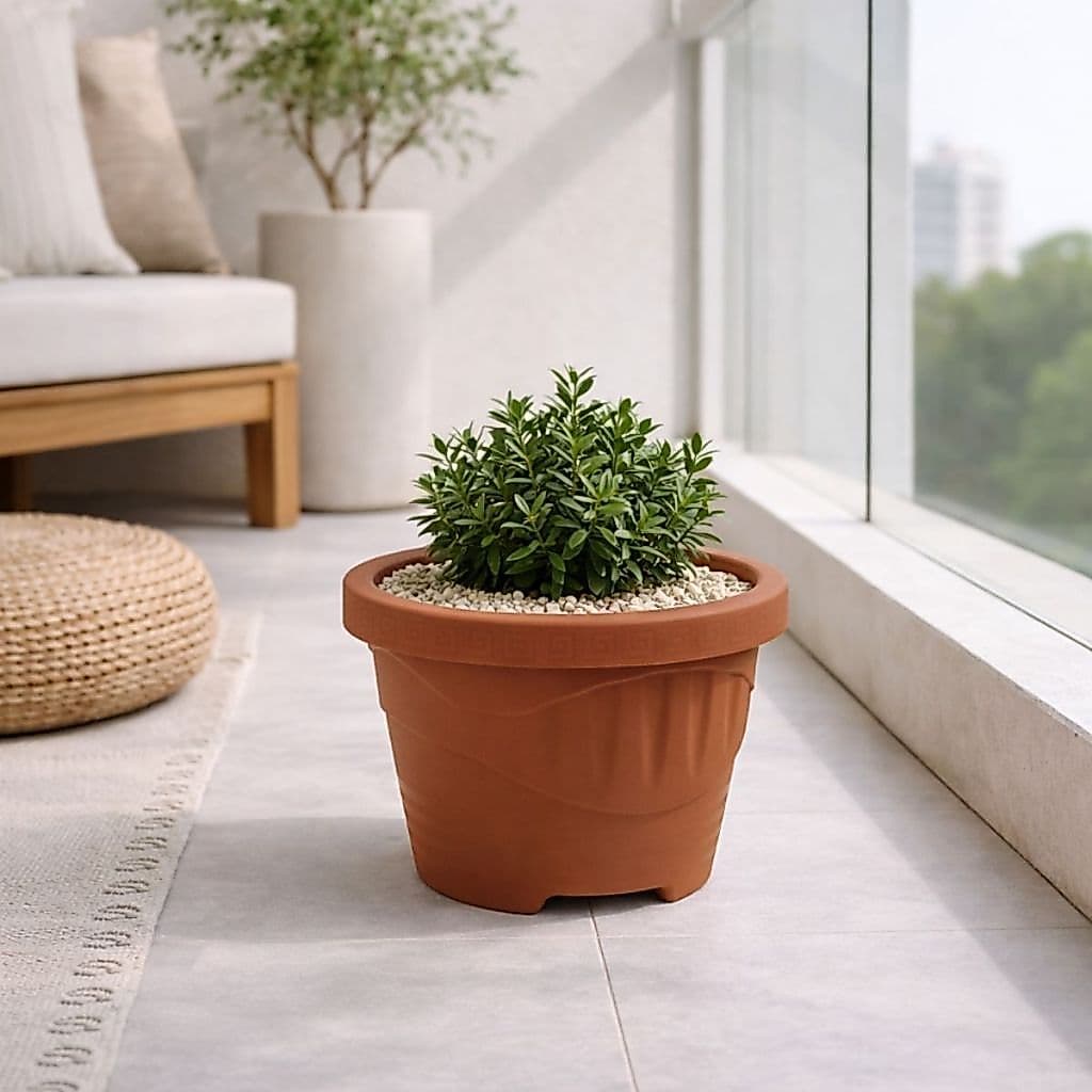 Kit 6 Vasos Redondo M 5L Preto Terracota Café Areia Para Plantas Jardim Decorativo Resistente Multiuso Casa Exterior