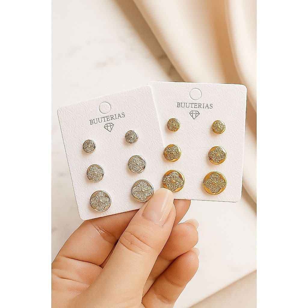 Kit 3 Pares De Brincos Ponto De Luz – Prata Ou Dourado Bijoux para todas as ocasiões