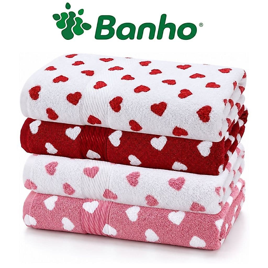 Toalha de Banho Dohler Prisma Corações Love 70x140cm 400g/m² 100% Algodão