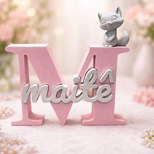 Letra e Nome Personalizado em 3D Decoração Infantil