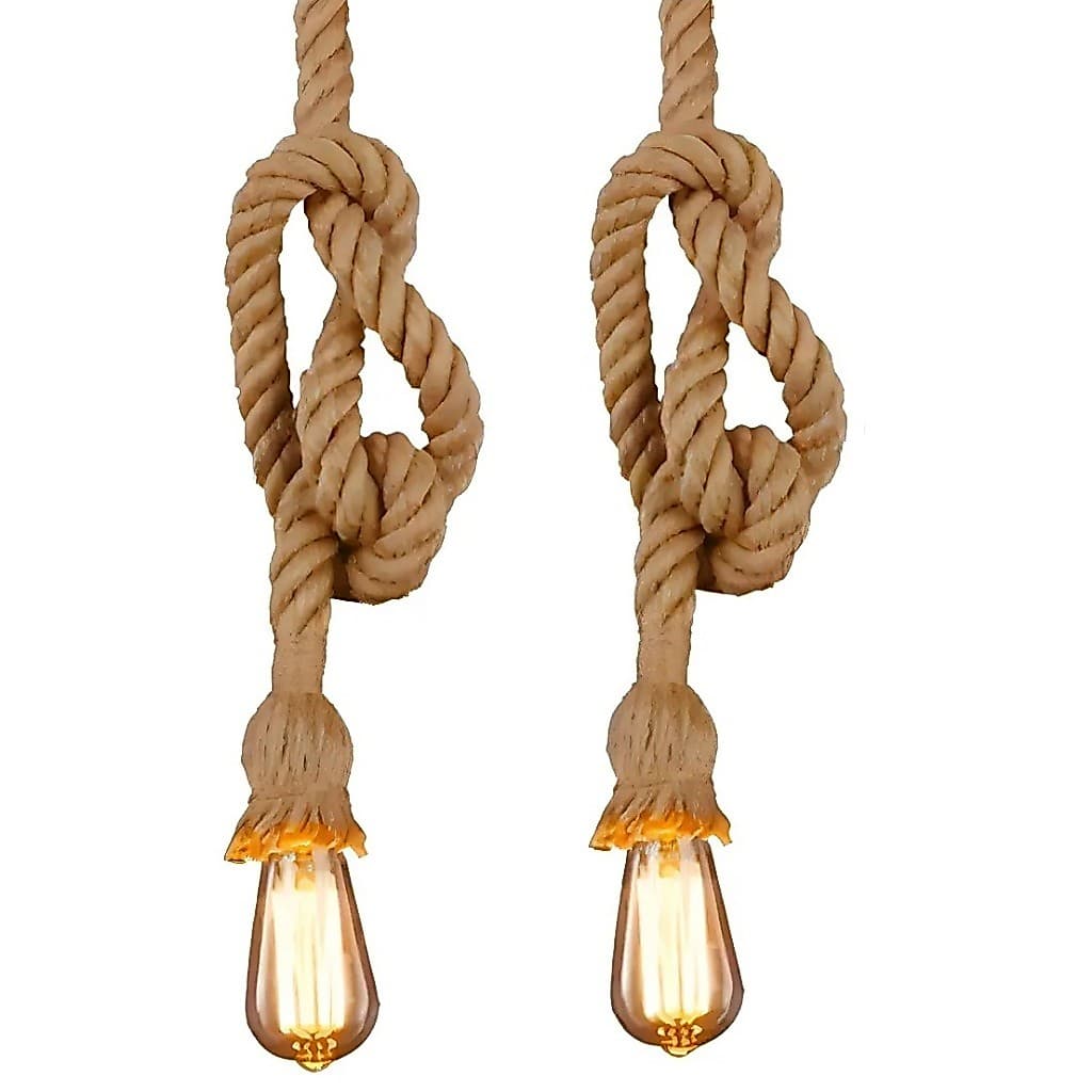 Kit 2 Pendentes Corda Sisal 1 Metro ou 1,5 Bivolt retrô Rústico Decorativo Luminária de Teto