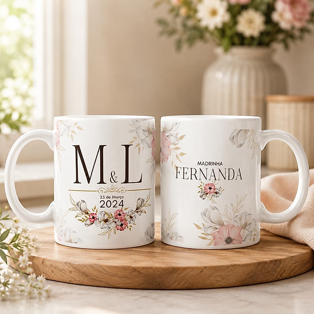 Caneca Convite Padrinhos de Casamento Personalizada Madrinha e Padrinho Xícara
