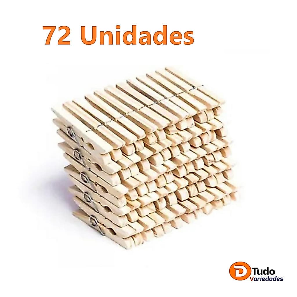 Prendedor de Roupas,Madeira, 72 Unidades, Promoção
