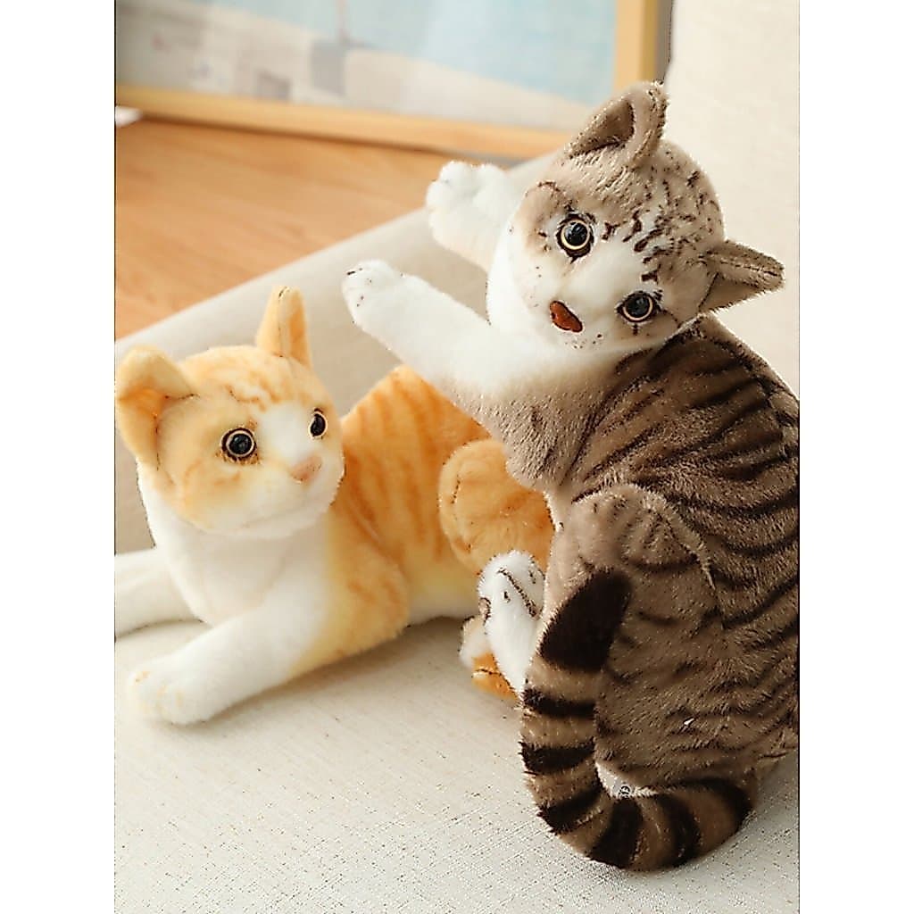 Simulação gato brinquedo de pelúcia siamês de cabelos curtos laranja gato boneca Ragdoll crianças dormir travesseiro bon