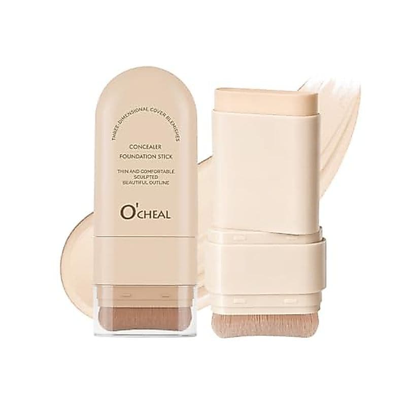 O'CHEAL Concealer Foundation Stick , Corretivo De Base Em Bastão De Longa Duração 2 1 Com Pincel , Cobertura Total Para