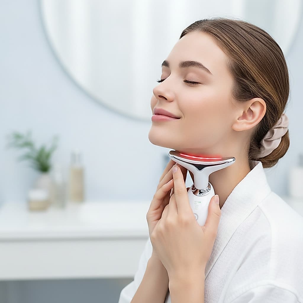 Aparelho Massageador Facial Bivolt LED EMS Profissional - Anti Rugas Papada Flacidez - Portátil