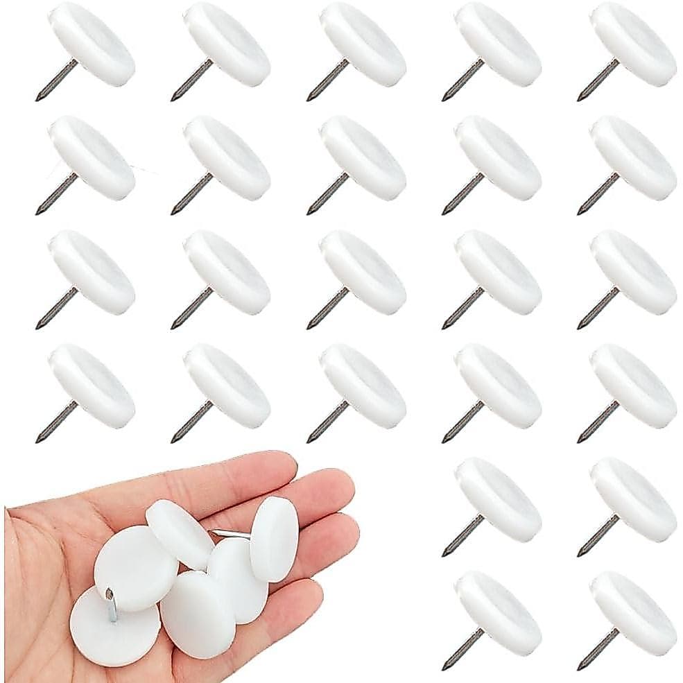 24 peças de deslizadores de móveis com fixação por prego, diâmetro de 1 polegada (26,5 mm), protetores de piso para pés