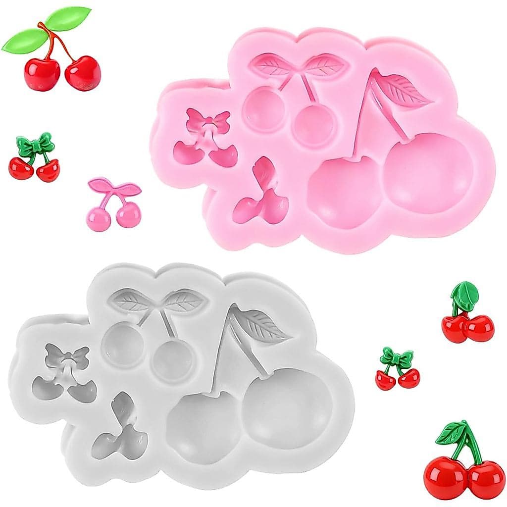 2 Moldes de Silicone em Forma de Cereja, Molde de Chocolate 3D em Forma de Cerejas, Moldes de Decoração em Forma de Cere