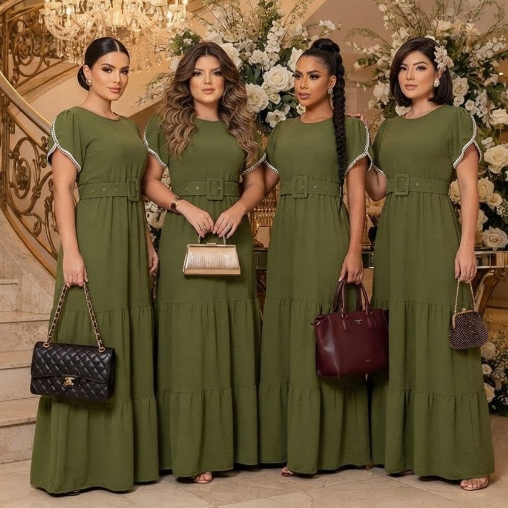 Vestido Longo Feminino Social Plus Size Moda Evangelica Crista Para Congresso Lançamento Verão Luxo
