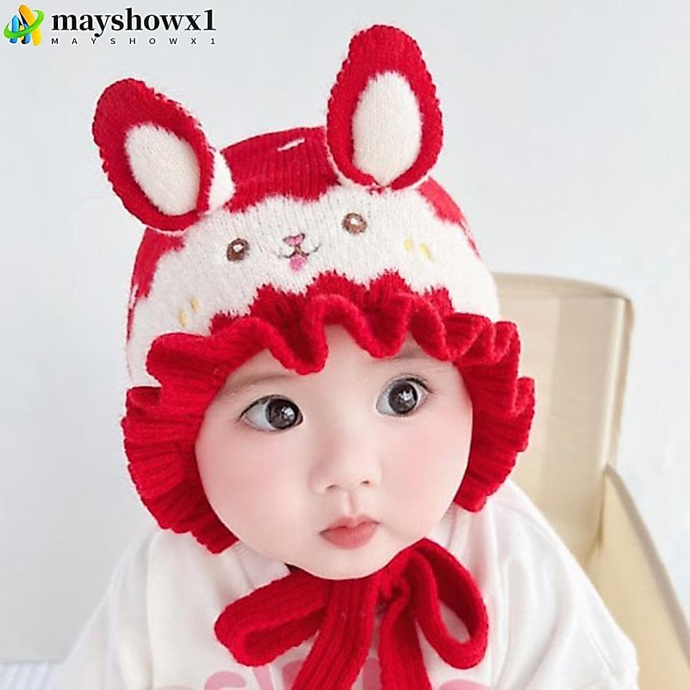 MAYSHOWX1 Chapéu De Lã Tricotado Para Bebê , Quente , Macio E Adequado A Pele , Boné De Proteção De Orelha De Menina À P