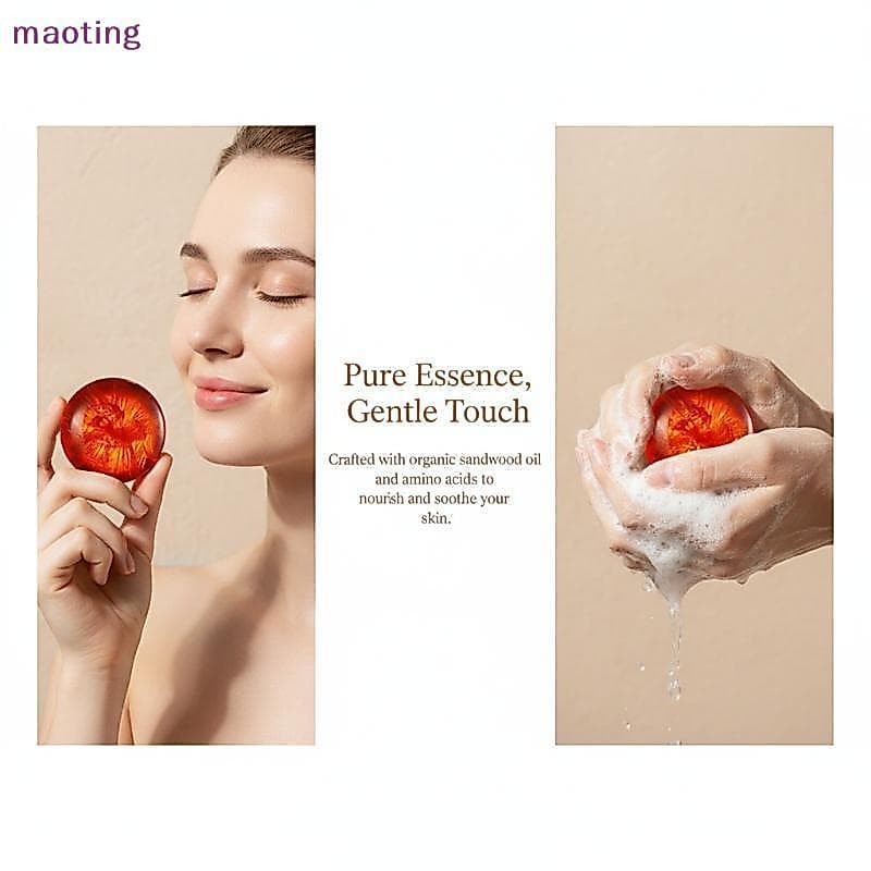[maoting] 80g De Sabonete De Limpeza Facial De Sândalo , Espuma Rica , Lavagem , Brilho , Cuidados Diários [MT]