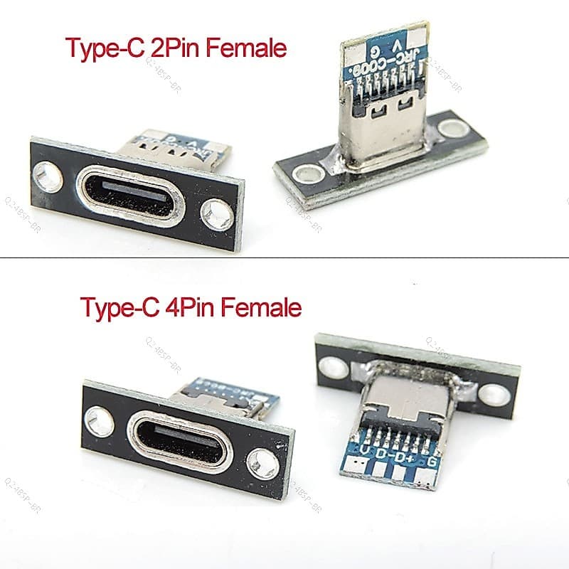 Tipo-C USB Jack 3.1 2Pin 4Pin Conector Fêmea Porta De Carregamento 3.1 Soquete Placa De Fixação BR24B