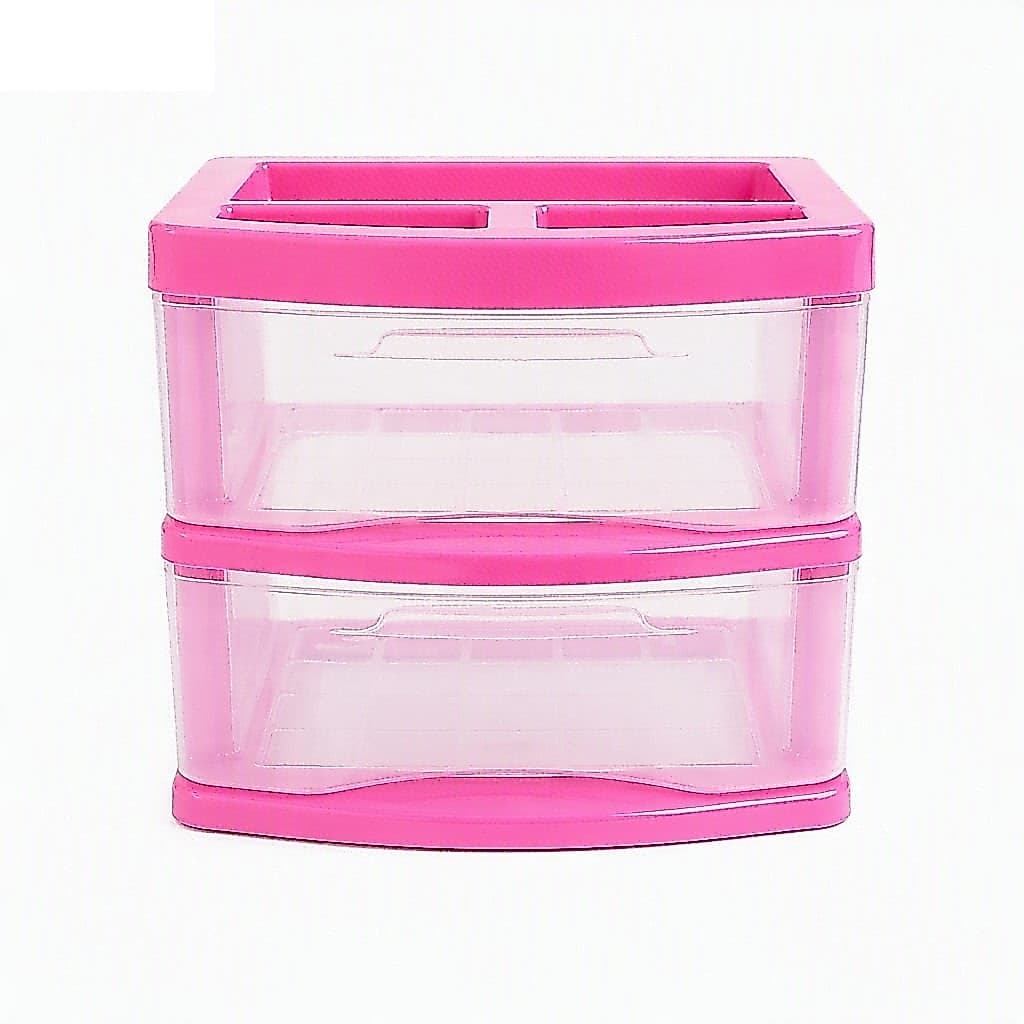 Gaveteiro Organizador de Mesa 2 Gavetas Plástico Multiuso Pequeno Escritório