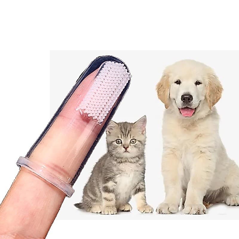 ⭐ Quente 1pc Escova De Dentes Para Animais De Estimação Transparente Silicone Macio Dedo Cão Limpeza Cuidados Com O Capa